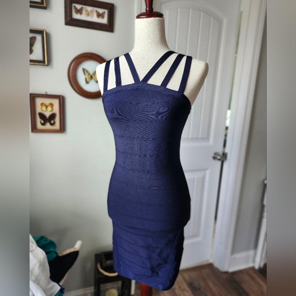 bebe Navy Strapless Dress